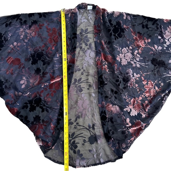 Akemi+Kin Fern Burnout Velvet Kimono Cardigan One Size Floral Dark Romantic EUC - Picture 6 of 7